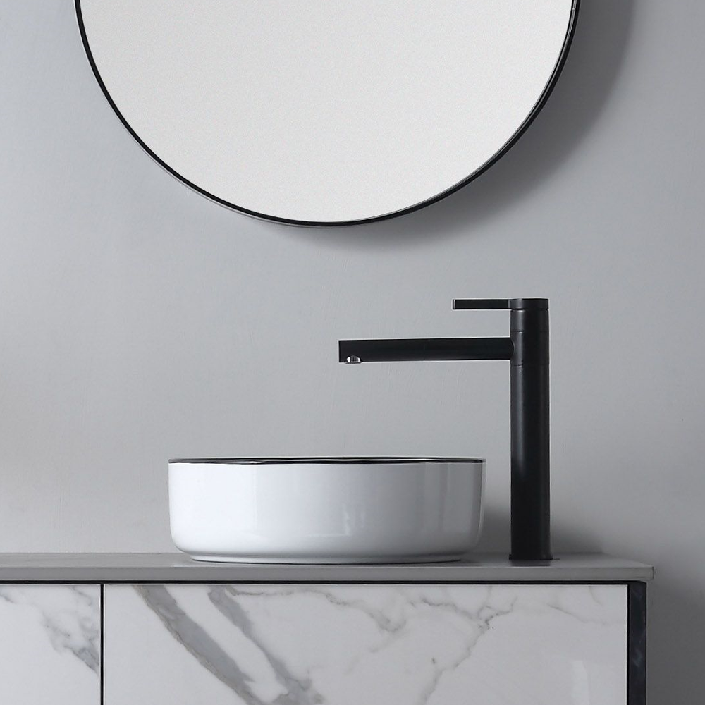 AULIC DOVE BASIN WHITE WITH BLACK EDGE 360MM