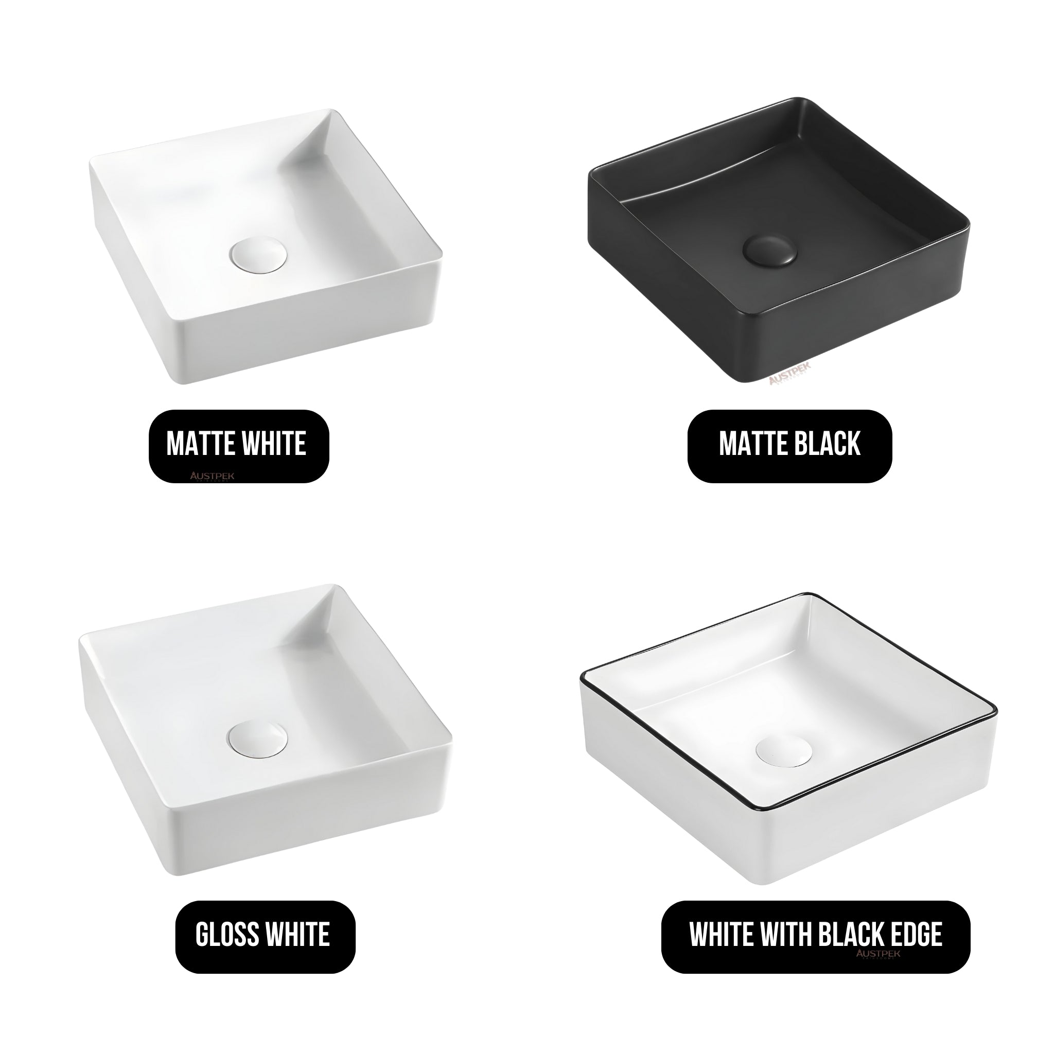 AULIC MACLEOD BASIN WHITE WITH BLACK EDGE 365MM