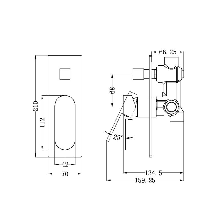 NERO ECCO SHOWER MIXER WITH DIVERTOR 210MM MATTE BLACK