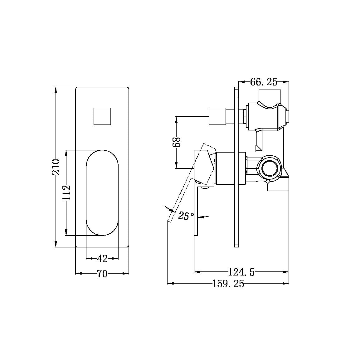 NERO ECCO SHOWER MIXER WITH DIVERTOR 210MM GUN METAL