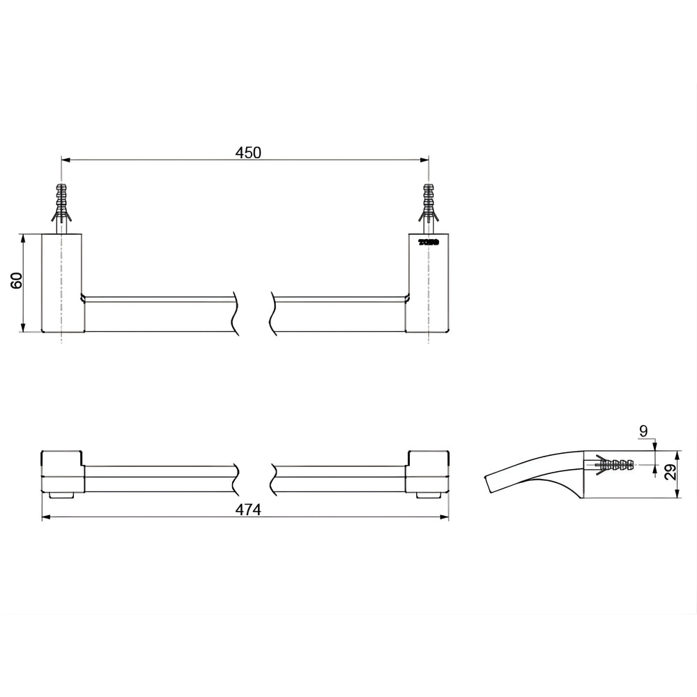 TOTO G SELECTION TOWEL BAR BRUSHED NICKEL (AVAILABLE IN 474MM AND 624MM)