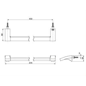 TOTO G SELECTION TOWEL BAR CHROME (AVAILABLE IN 474MM AND 624MM)