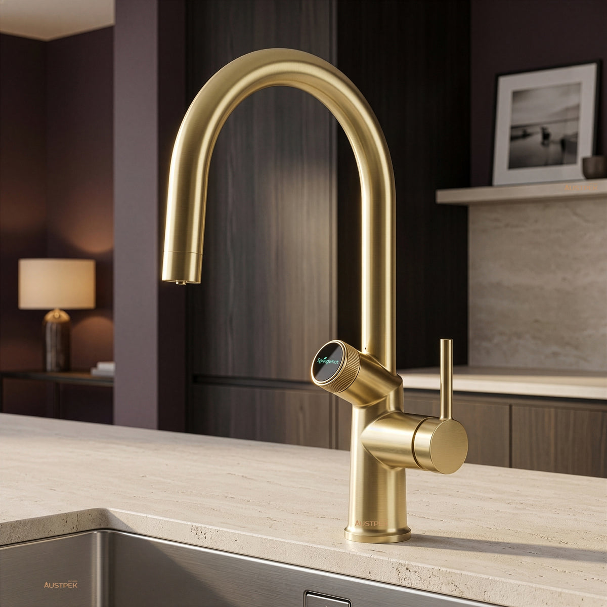ZUMI SPRINGWHAT 6-IN-1 SMART WATER TAP 439MM BRUSHED GOLD