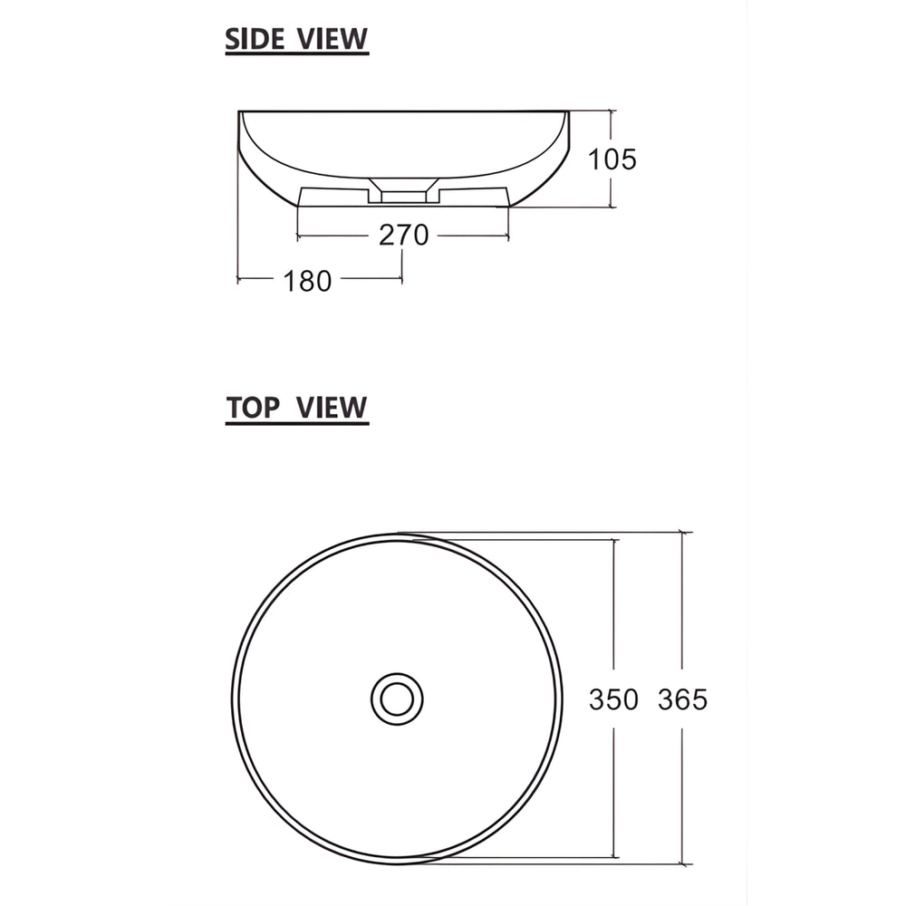 ZUMI BACINO ABOVE COUNTER BASIN GLOSS WHITE 365MM