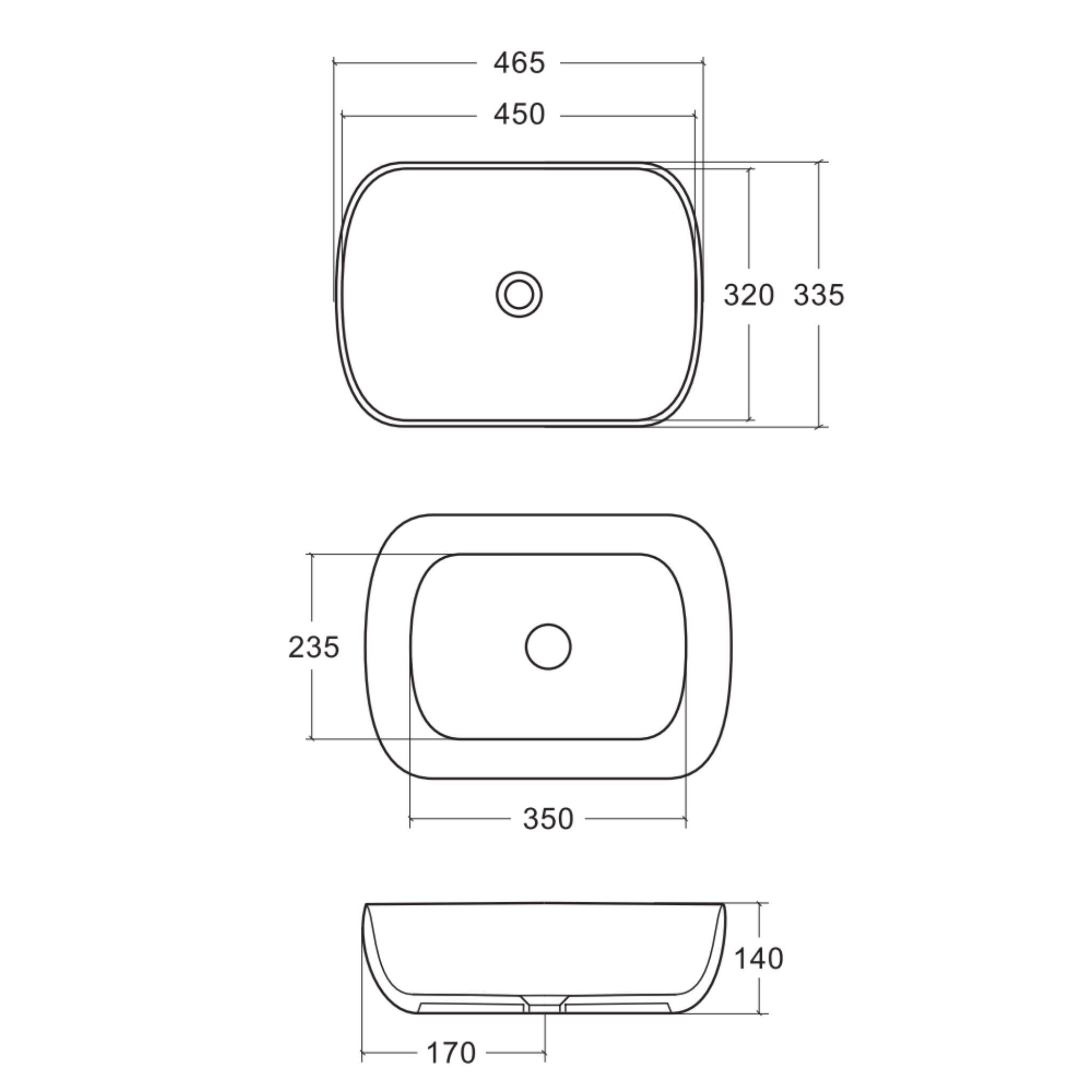 ZUMI BASAL ABOVE COUNTER BASIN MATTE BLACK 465MM