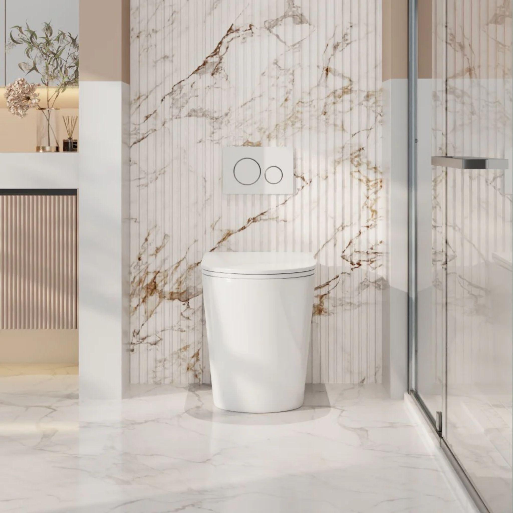 MERCIO ZARA99 RIMLESS WALL FACED FLOOR PAN GLOSS WHITE