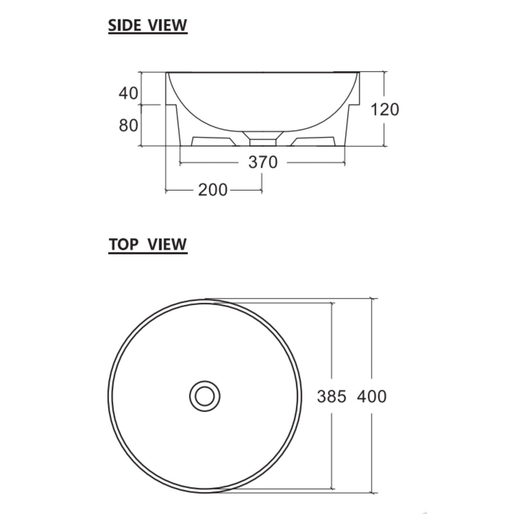 ZUMI LVIA SEMI-RECESSED AND DROP-IN CERAMIC BASIN GLOSS WHITE 400MM