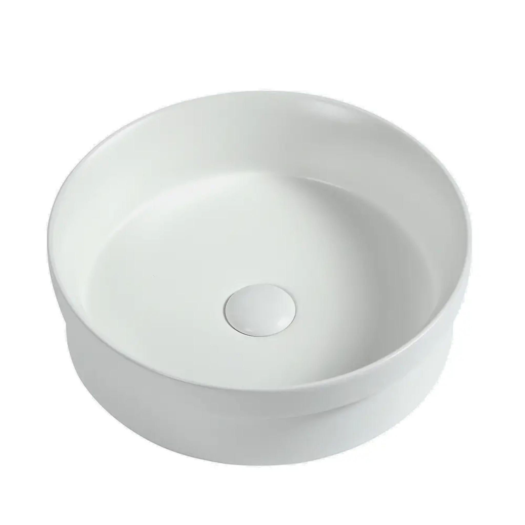 ZUMI LVIA SEMI-RECESSED AND DROP-IN CERAMIC BASIN GLOSS WHITE 400MM