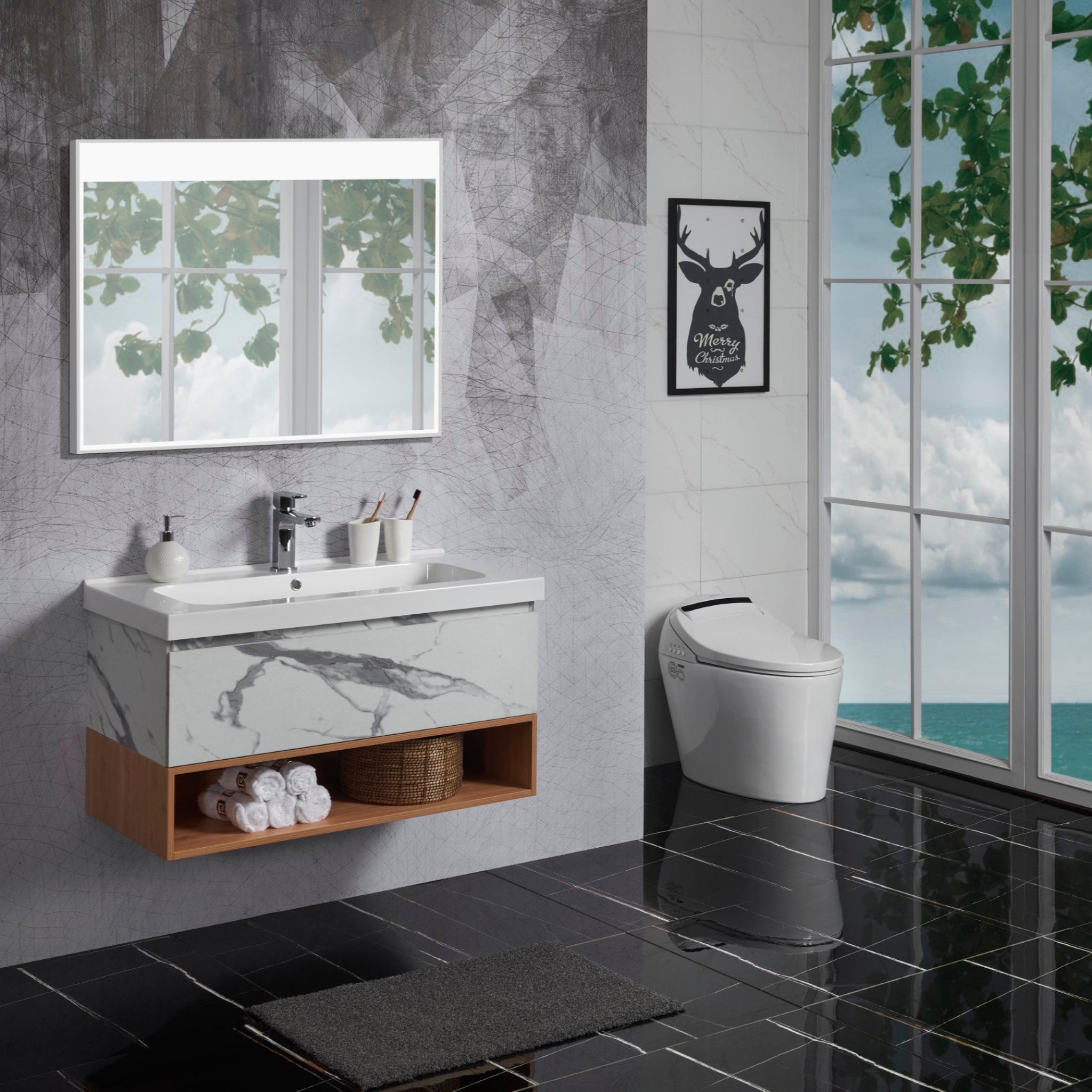 BELBAGNO ZERO CALLACATTA 1000MM SINGLE BOWL WALL HUNG VANITY AND BASIN