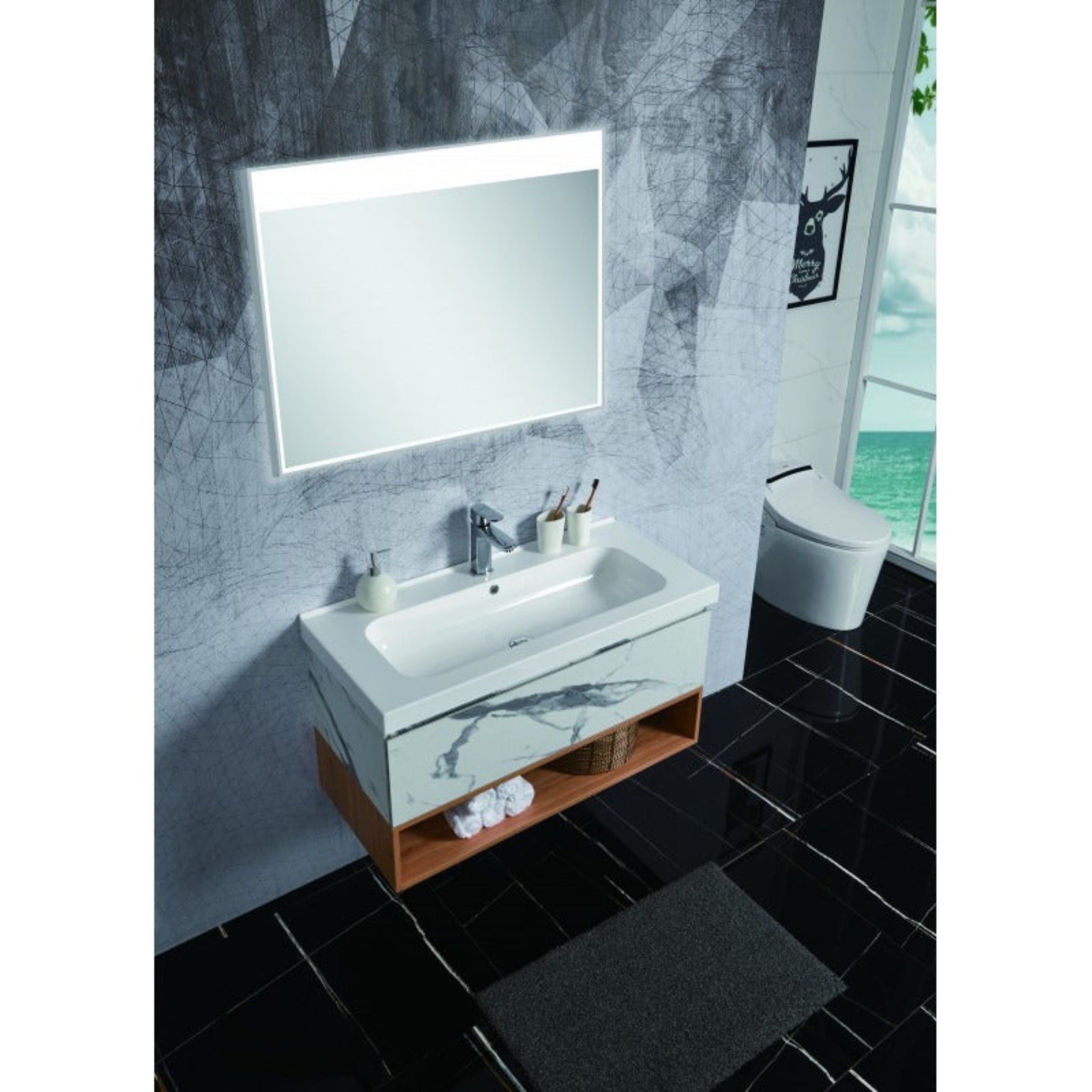 BELBAGNO ZERO CALLACATTA 1000MM SINGLE BOWL WALL HUNG VANITY AND BASIN