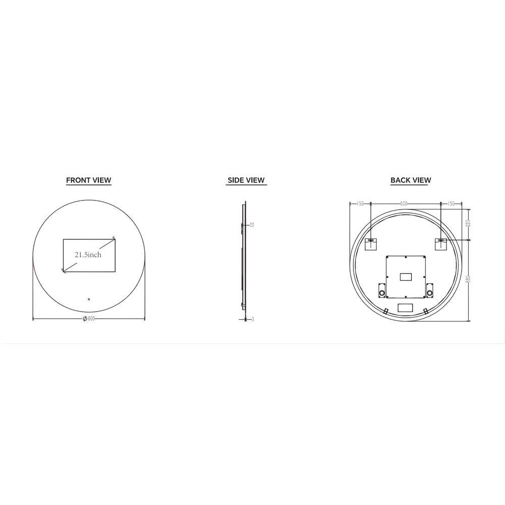 ZUMI DELTA FRAMELESS SMART MIRROR WITH ADVANCED ANDROID SYSTEM 800X800MM