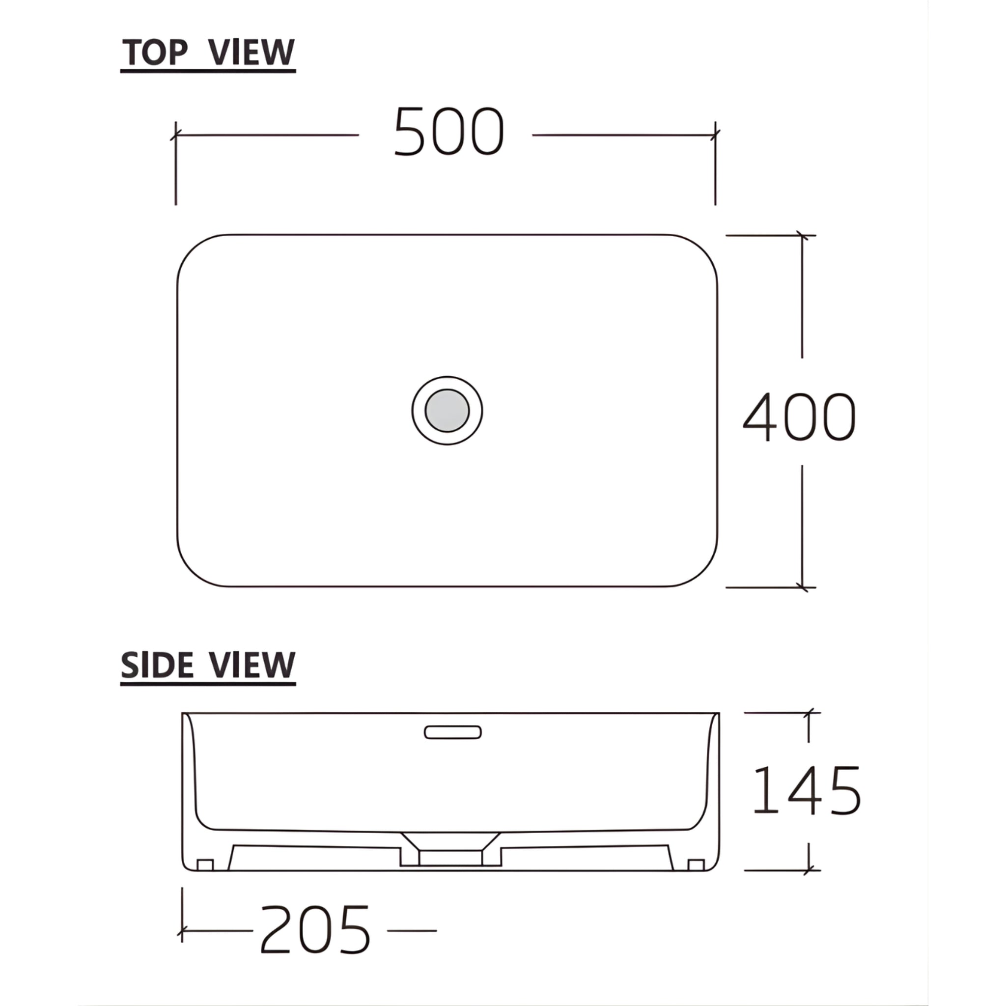 ZUMI ROVEEN ABOVE COUNTER BASIN GLOSS WHITE 500MM