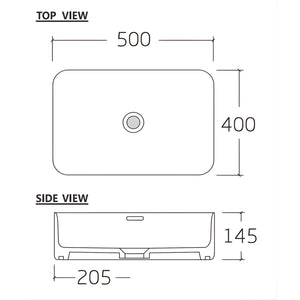 ZUMI ROVEEN ABOVE COUNTER BASIN GLOSS WHITE 500MM