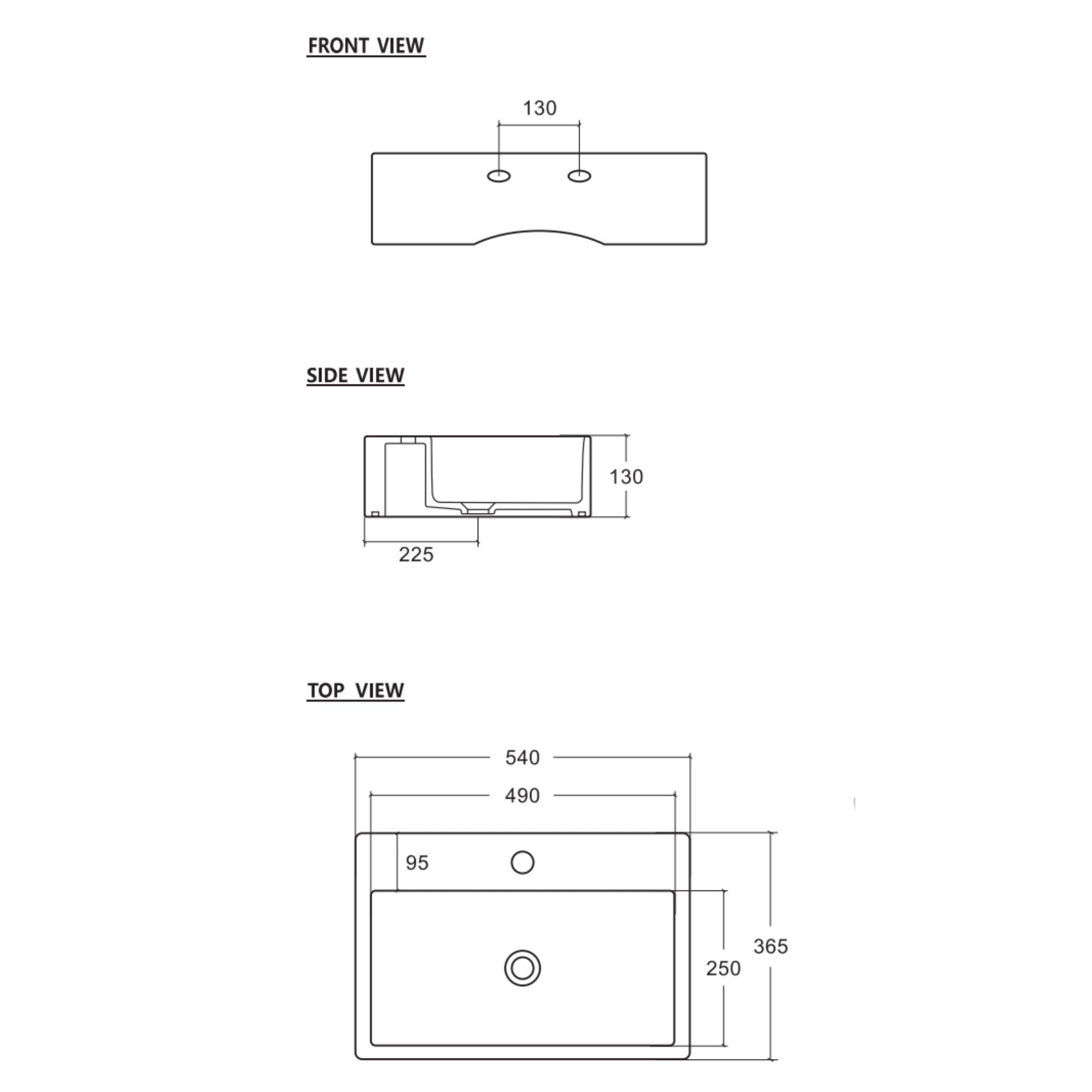 ZUMI APPESO WALL HUNG BASIN GLOSS WHITE 540MM