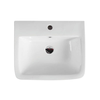 MERCIO ZENTO RECTANGULAR WALL HUNG SEMI PEDESTAL BASIN GLOSS WHITE 530MM