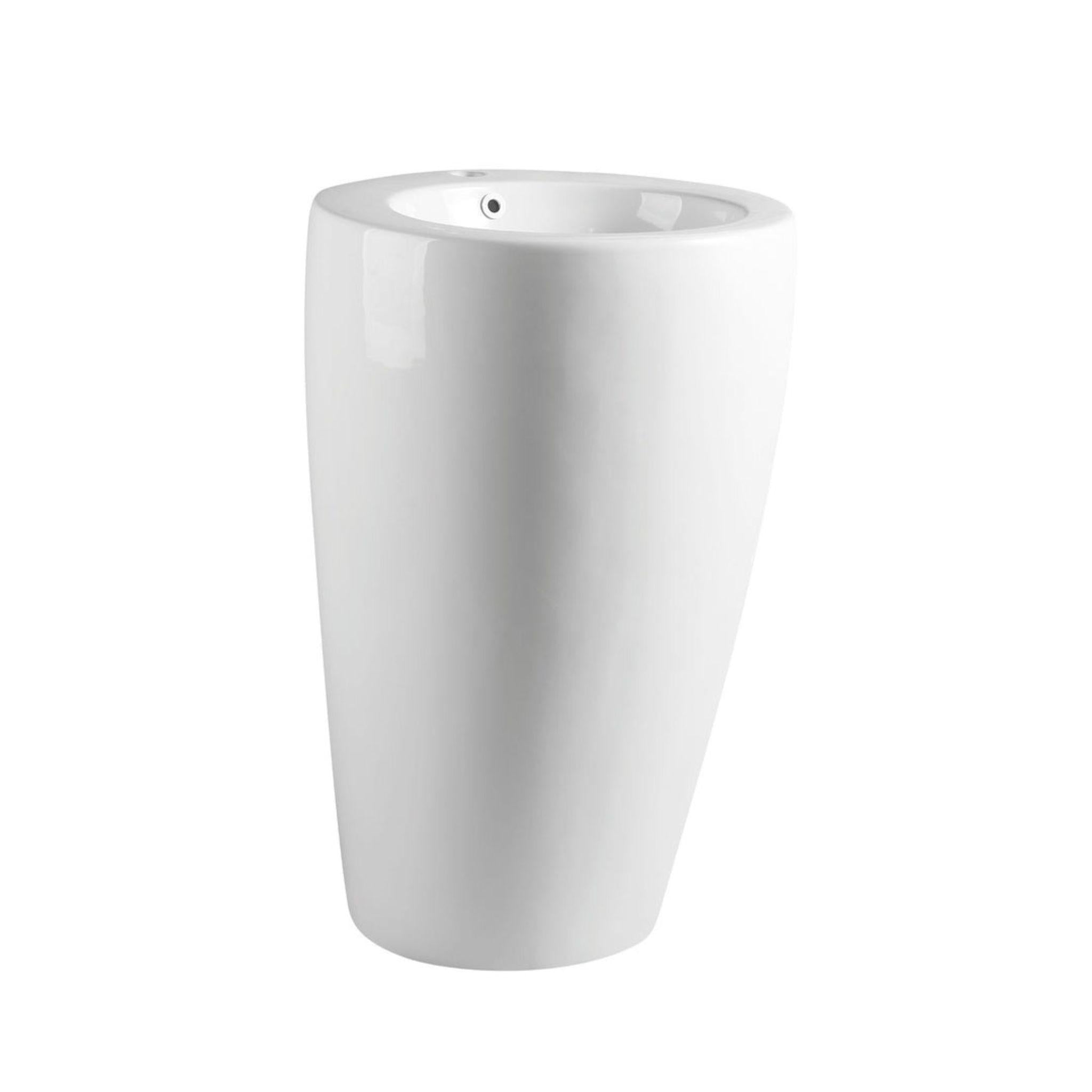 MERCIO ZENTO OVAL FREESTANDING PEDESTAL BASIN GLOSS WHITE 550MM