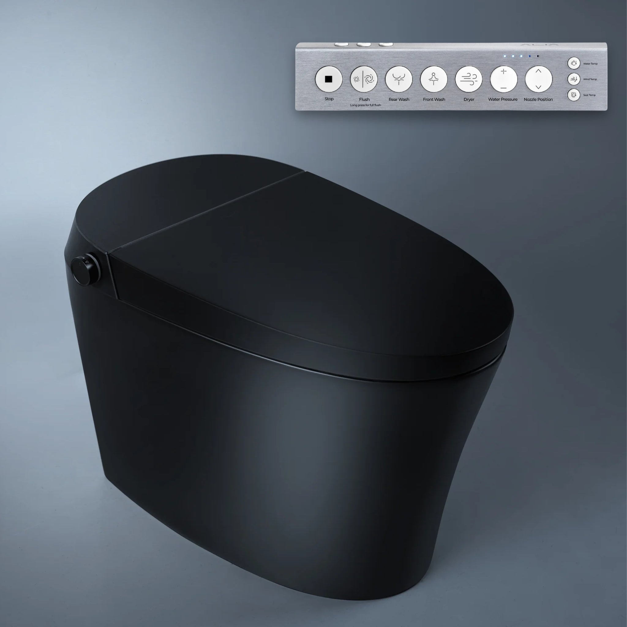 ALIA SMART INTEGRATED TOILET WITH REMOTE CONTROLLED BIDET ELONGATED MATTE BLACK