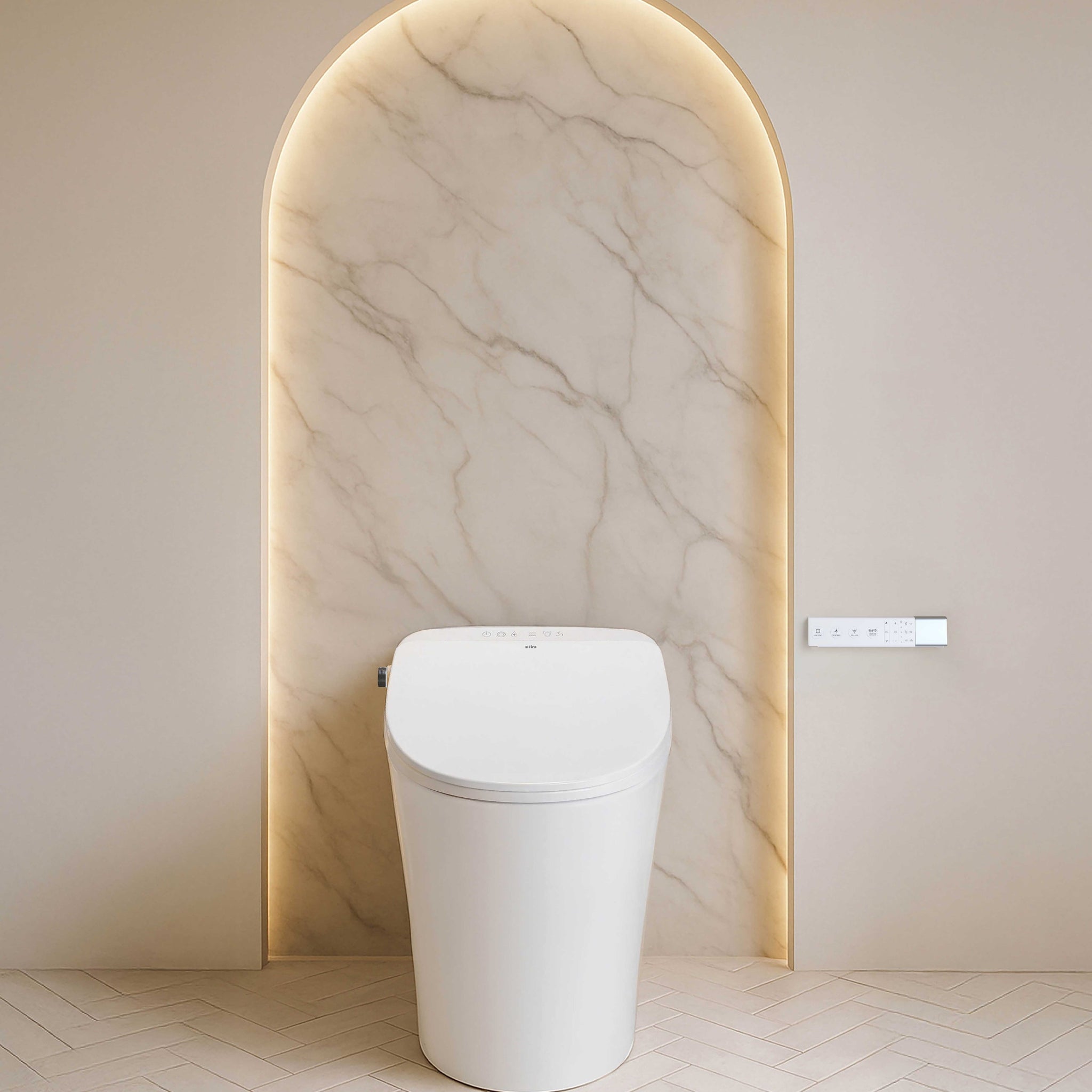 ATTICA CLAYA SPA WELLNESS SMART TOILET SUITE W/ REMOTE CONTROL GLOSS WHITE