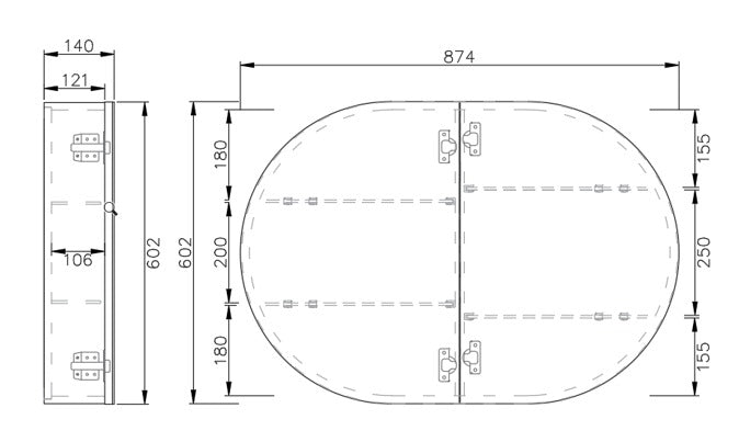 RIVA LONDON MATTE BLACK SHAVING CABINET 870X600MM