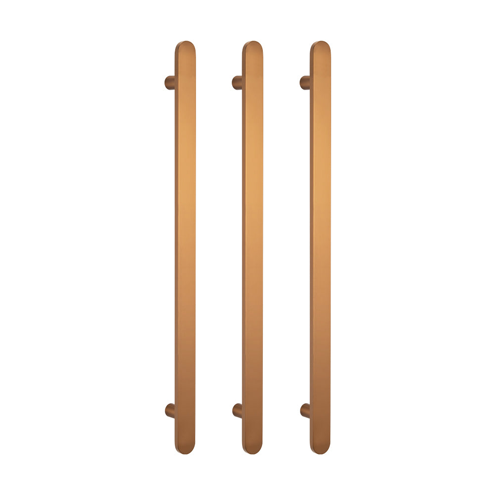RADIANT HEATING VERTICAL FLAT BAR HEATED SINGLE TOWEL RAIL BRUSHED BRONZE 930MM