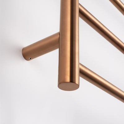 RADIANT HEATING 7-BARS ROUND HEATED TOWEL RAIL BRUSHED COPPER 600MM