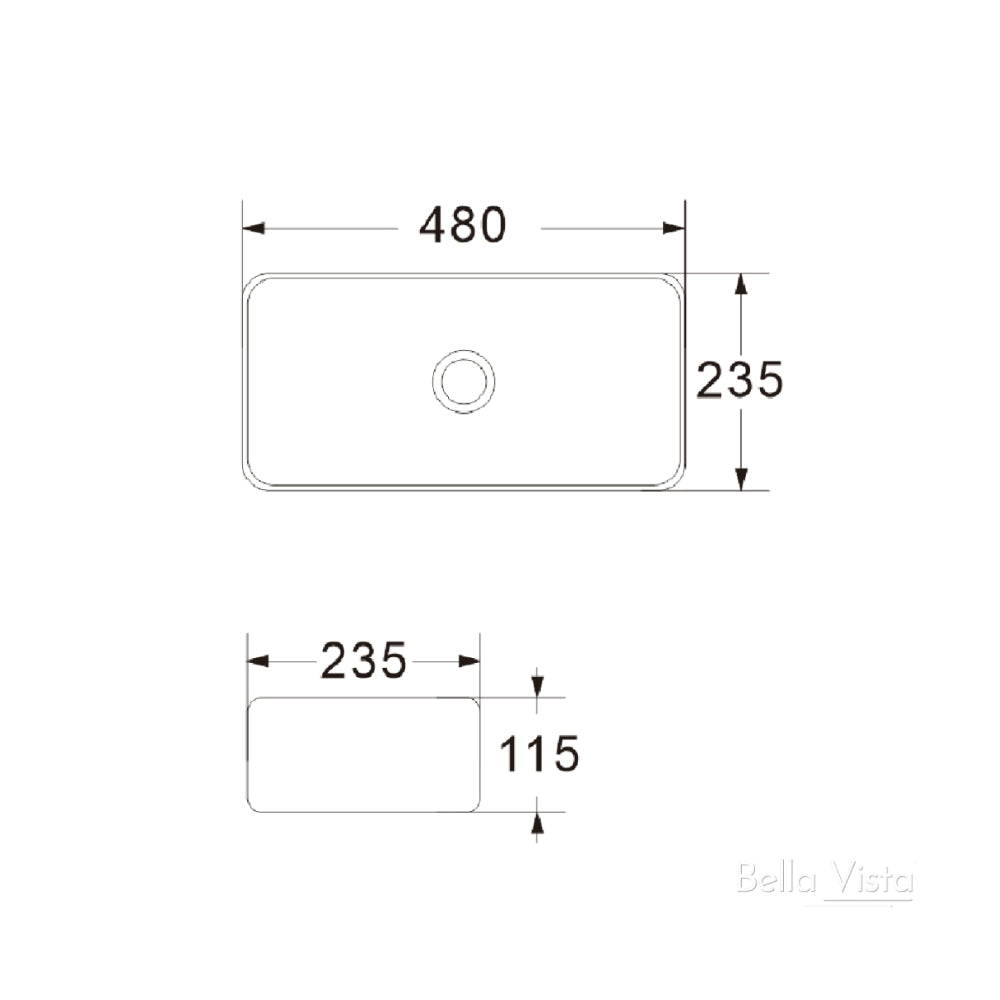 BELLA VISTA RIVA ABOVE COUNTER BASIN BLACK 480MM