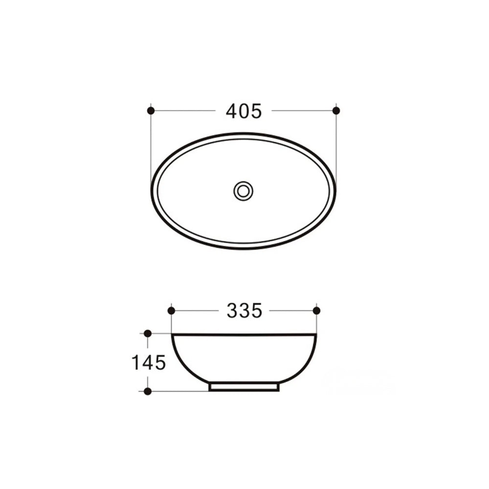 BELLA VISTA GEMINI ABOVE COUNTER BASIN WHITE 405MM