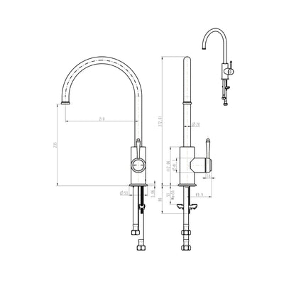 BELLA VISTA MICA HERITAGE LEAD FREE GOOSENECK SINK MIXER 372MM FRENCH GOLD