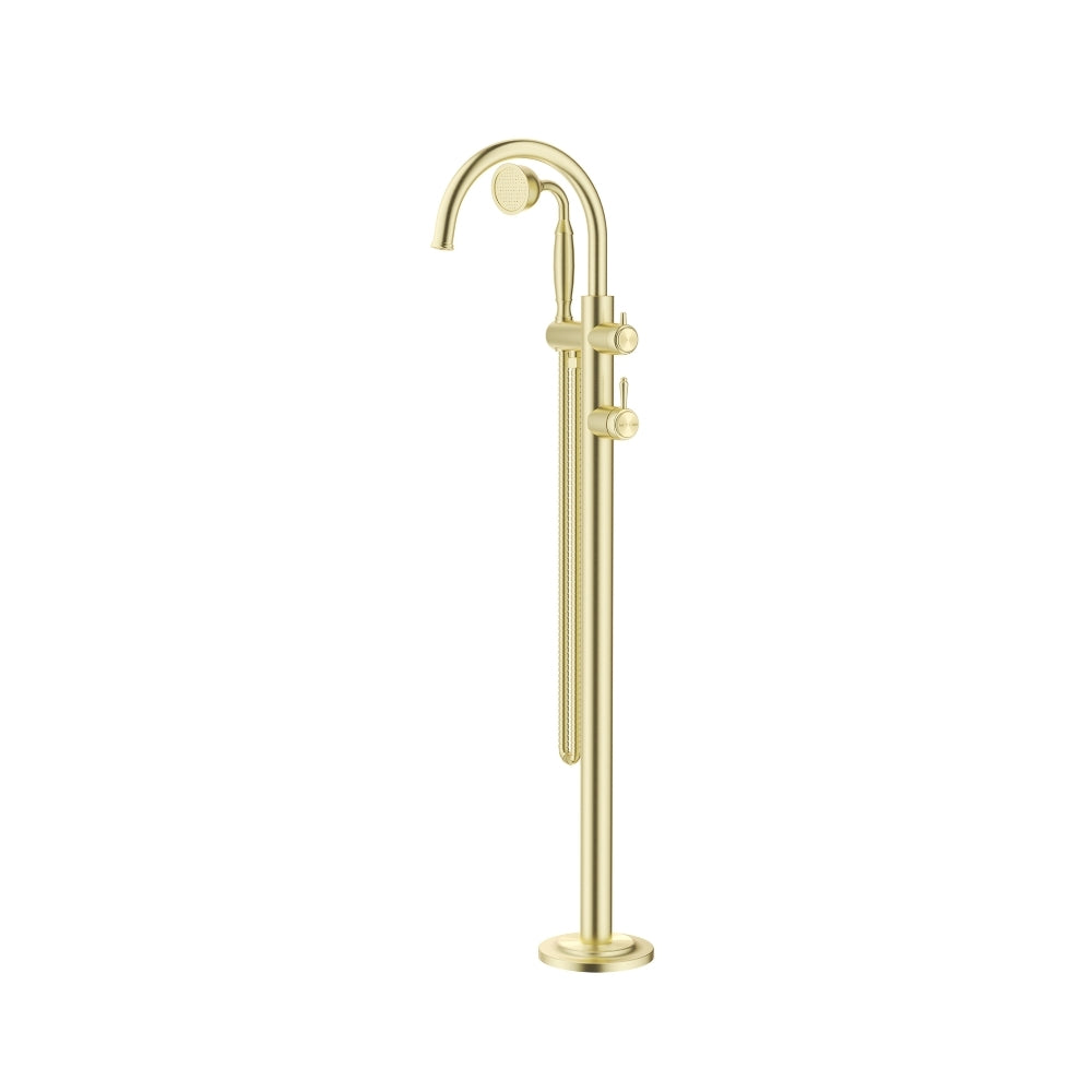 BELLA VISTA MICA HERITAGE FREESTANDING BATH MIXER WITH HAND SHOWER 850MM FRENCH GOLD
