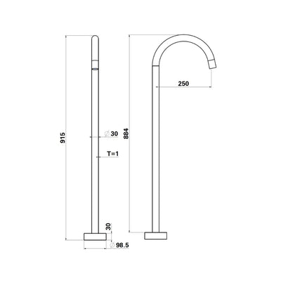 BELLA VISTA LVB MICA FREESTANDING BATH SPOUT 915MM LIVING BRASS
