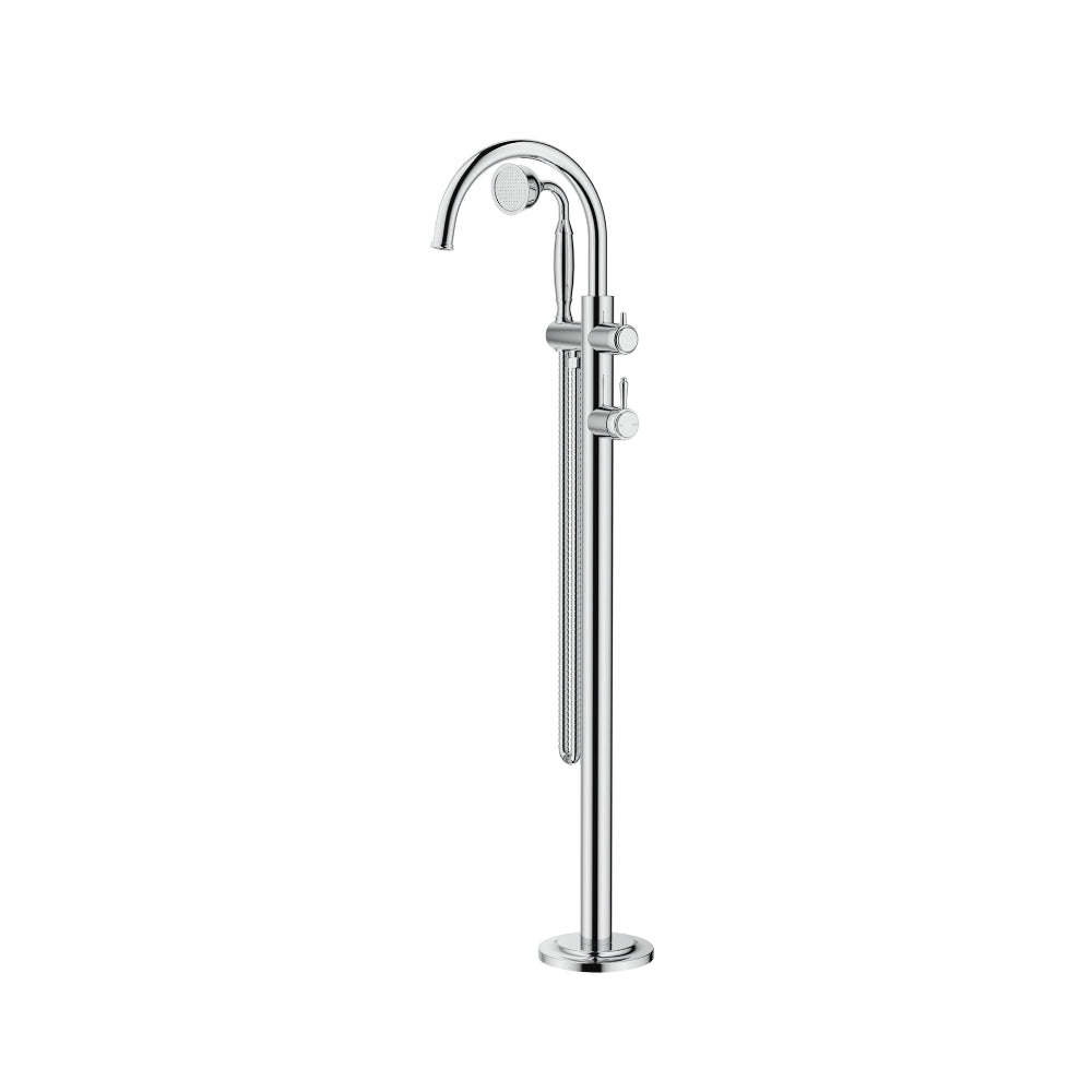 BELLA VISTA MICA HERITAGE FREESTANDING BATH MIXER WITH HAND SHOWER 850MM CHROME