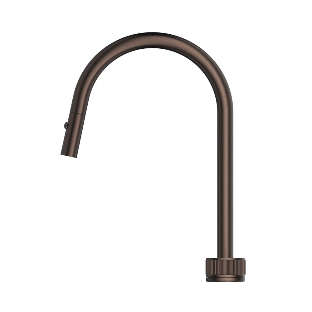 BELLA VISTA LEAD FREE MICA FLUTED PULL-OUT HOB MIXER SET 375MM DUSK BRONZE