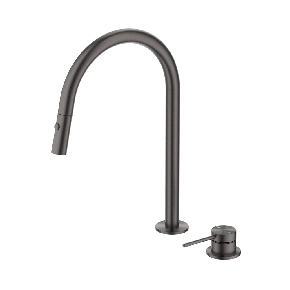 BELLA VISTA MICA LEAD FREE PULL-OUT HOB MIXER SET 375MM GUN METAL