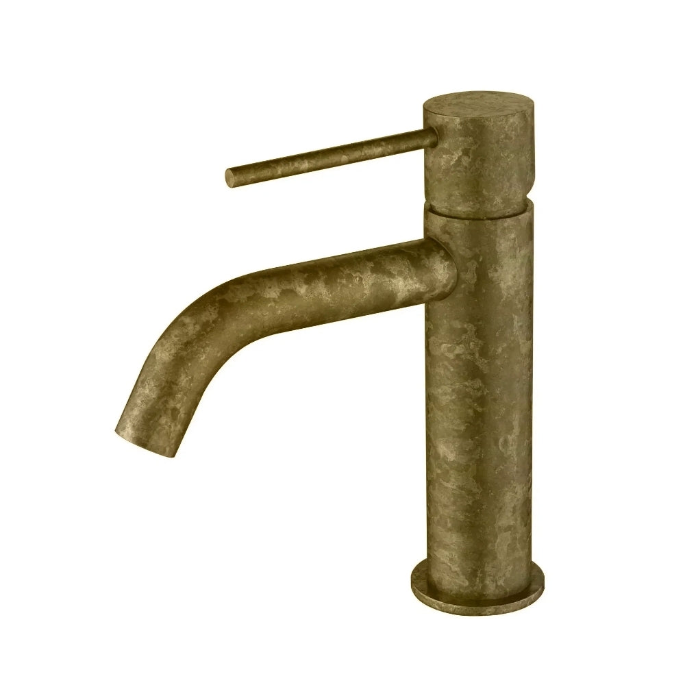 BELLA VISTA MICA BASIN MIXER CURVED SPOUT 166MM LIVING BRASS