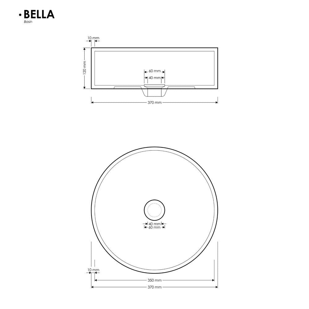 MADU BELLA ROUND ABOVE COUNTER BASIN TERRAZO STONE WHITE 370MM