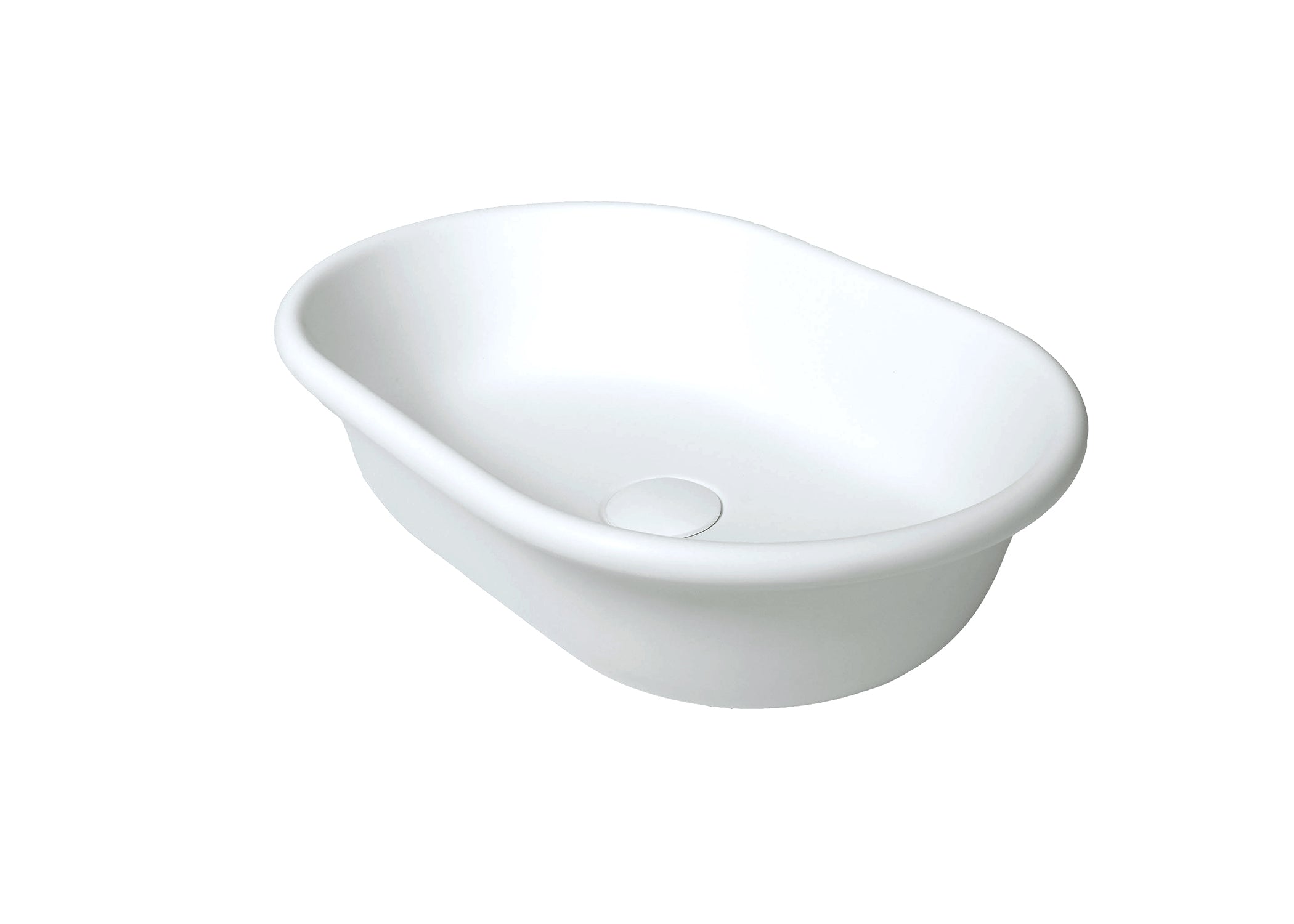 TURNER HASTINGS BLANCHE OVAL TITANCAST SOLID SURFACE ABOVE COUNTER HANDCRAFTED BASIN SATIN SILK WHITE 530MM