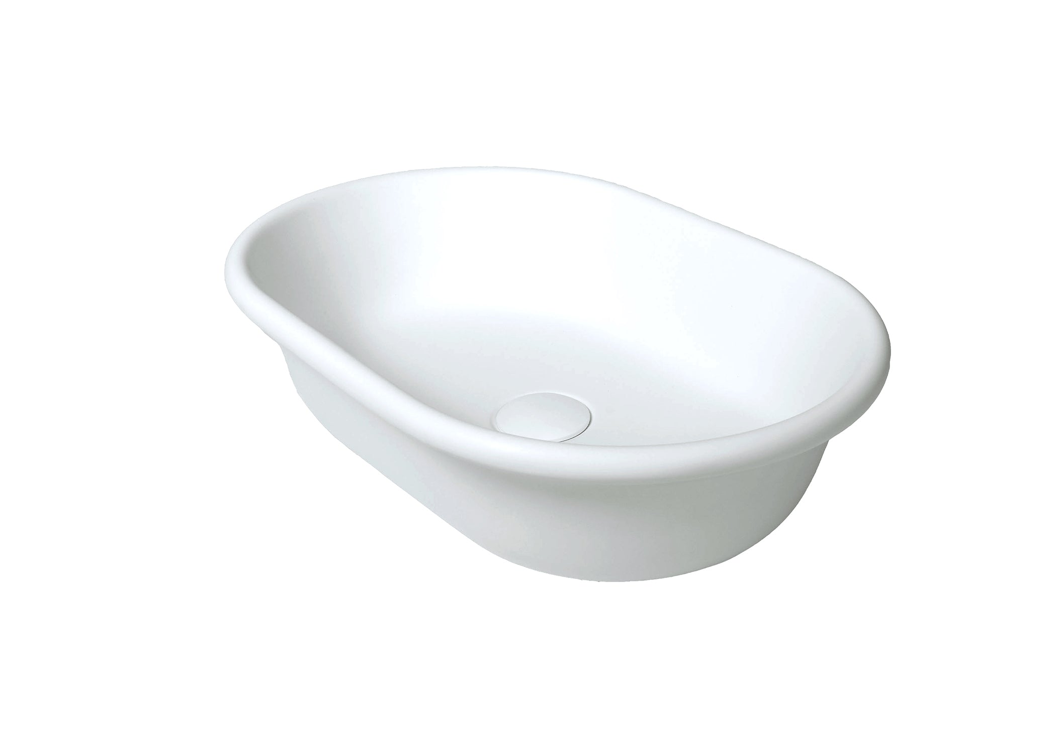 TURNER HASTINGS BLANCHE OVAL TITANCAST SOLID SURFACE ABOVE COUNTER HANDCRAFTED BASIN GLOSS WHITE 530MM