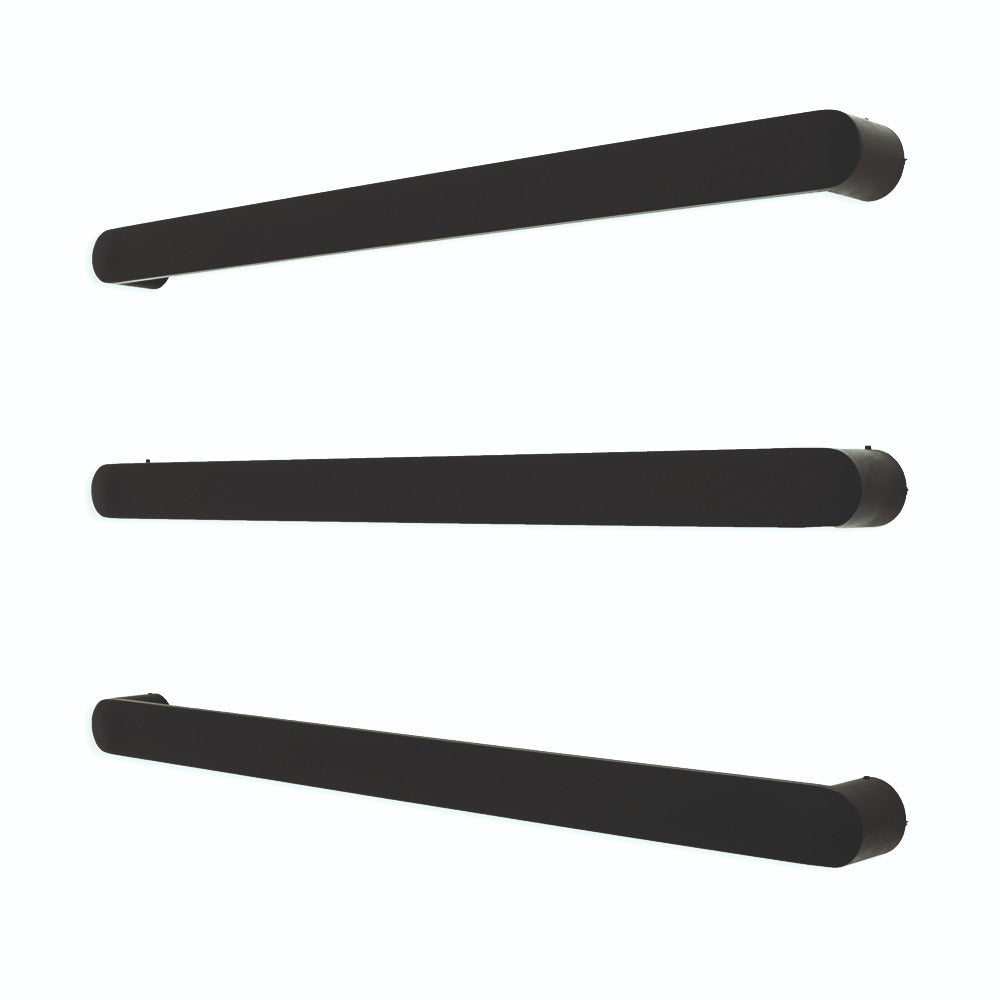 RADIANT HEATING ASPEN CURVED HEATED SINGLE TOWEL RAIL MATTE BLACK 650MM AND 800MM