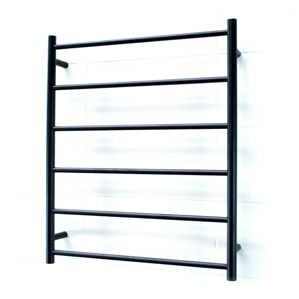 RADIANT HEATING 6-BARS ROUND NON-HEATED TOWEL RAIL MATTE BLACK 700MM