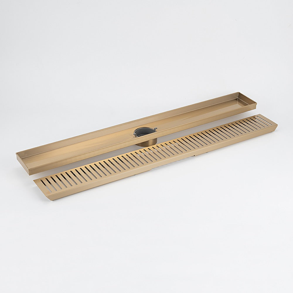 RADIANT HEATING LINEAR SLOTTED FLOOR GRATE WARM BRUSHED NICKEL (AVAILABLE IN 600MM, 700MM, 800MM AND 900MM)