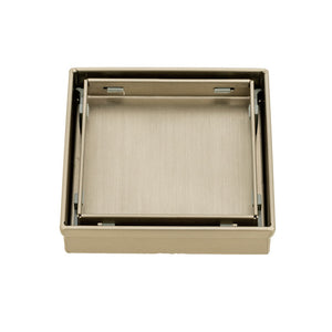 Radiant Heating Square Tile Insert Floor Grate 100mm Warm Brushed Nickel