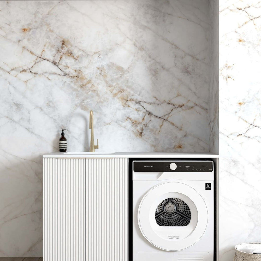 OTTI BONDI MATTE WHITE FLUTED 630MM BASE LAUNDRY CABINET