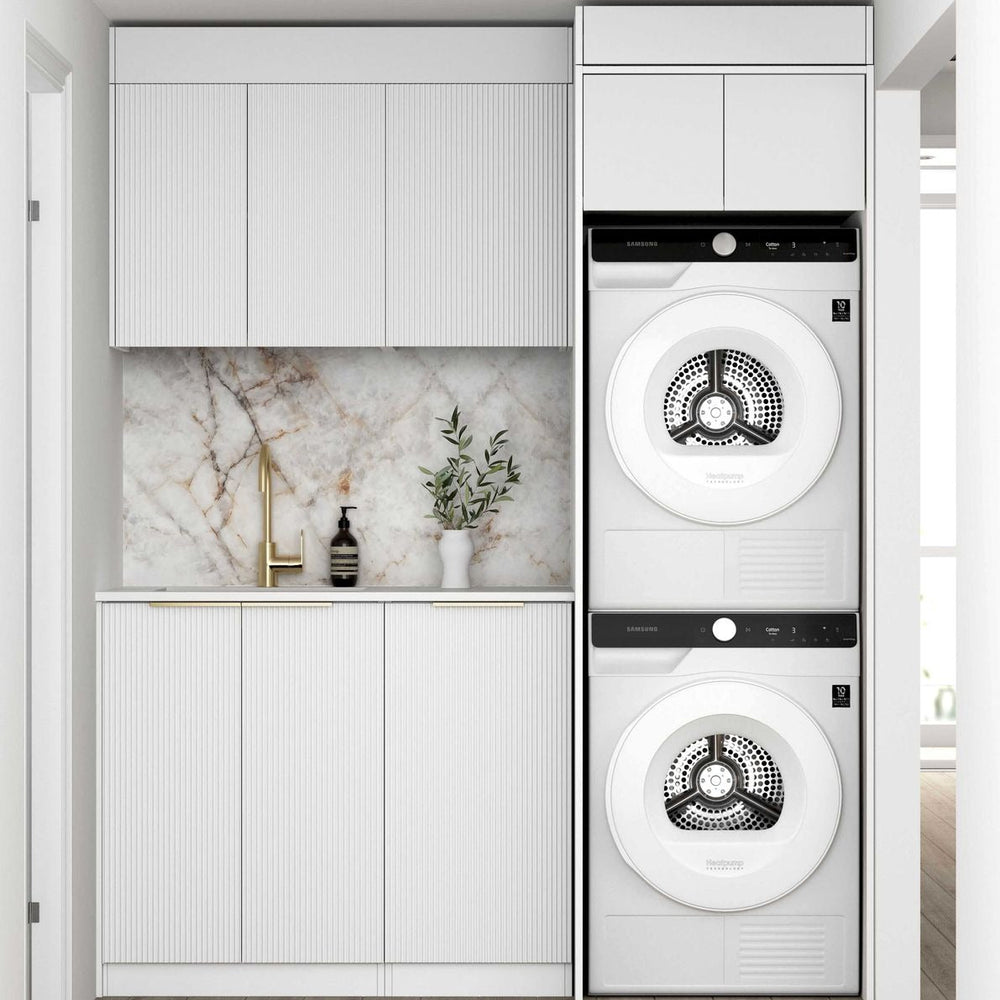OTTI BONDI MATTE WHITE FLUTED 630MM BASE LAUNDRY CABINET