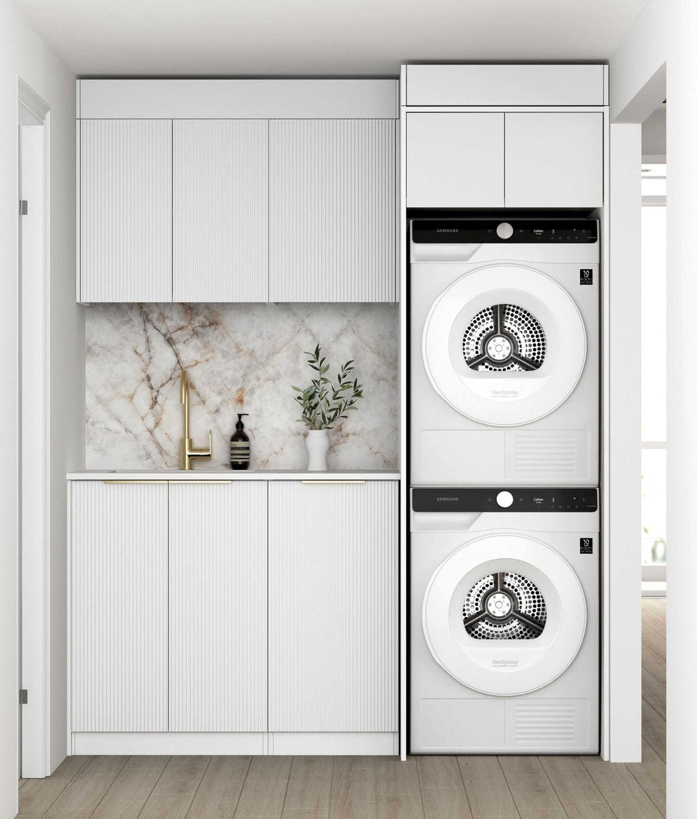 OTTI BONDI MATTE WHITE FLUTED 630MM BASE LAUNDRY CABINET