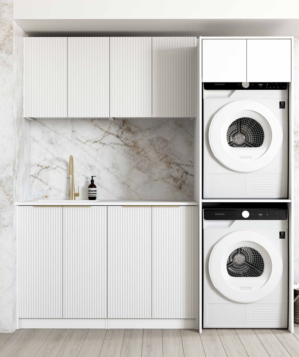 OTTI BONDI MATTE WHITE FLUTED 630MM BASE LAUNDRY CABINET