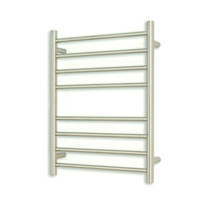 RADIANT HEATING 8-BARS ROUND HEATED TOWEL RAIL BRUSHED SATIN 65WATTS 530MM