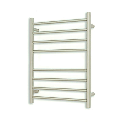 RADIANT HEATING 8-BARS ROUND HEATED TOWEL RAIL BRUSHED SATIN 65WATTS 530MM
