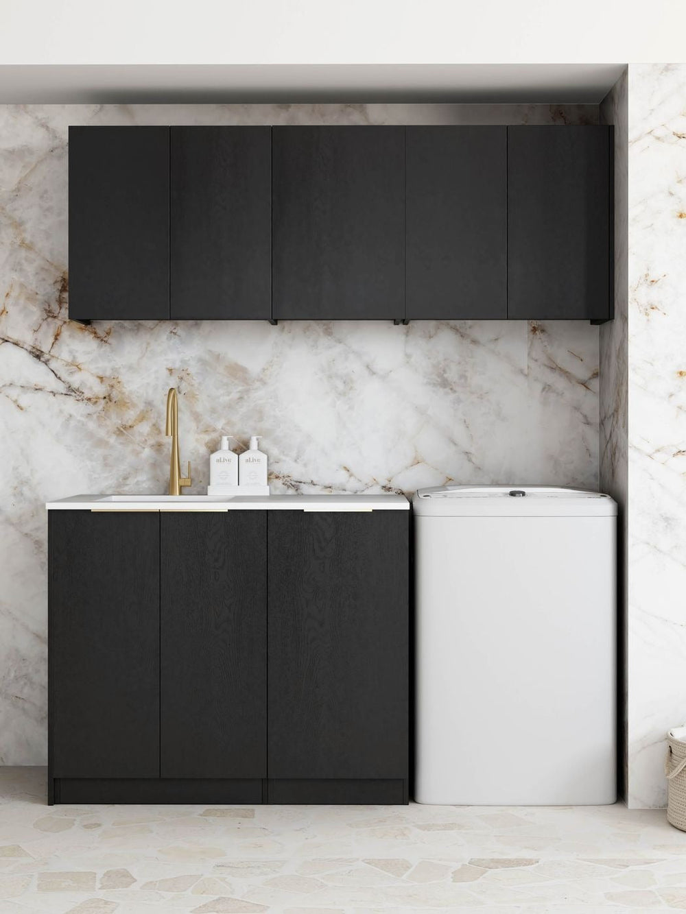 OTTI BYRON BLACK OAK 630MM WALL LAUNDRY CABINET