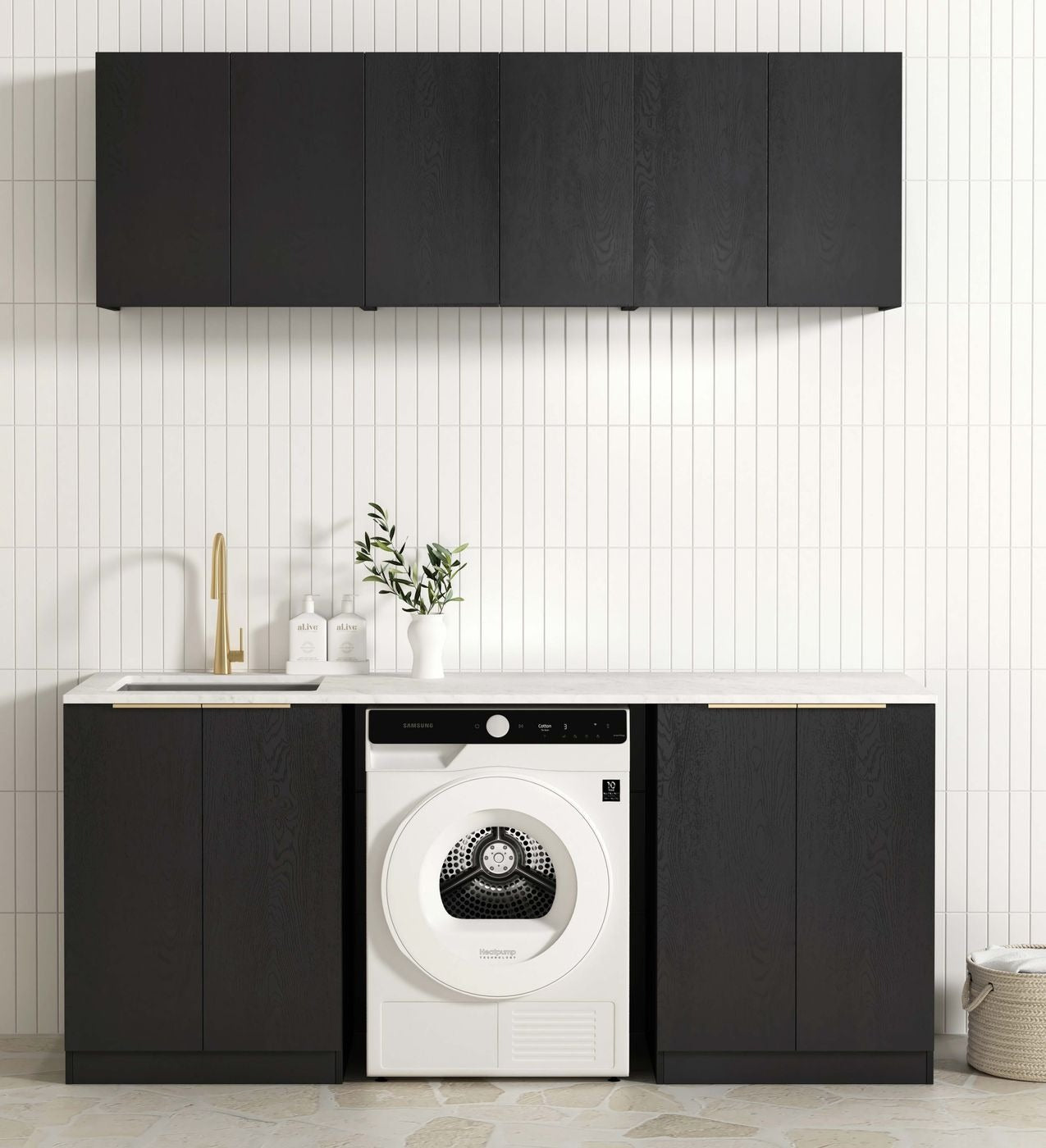 OTTI BYRON BLACK OAK 630MM WALL LAUNDRY CABINET