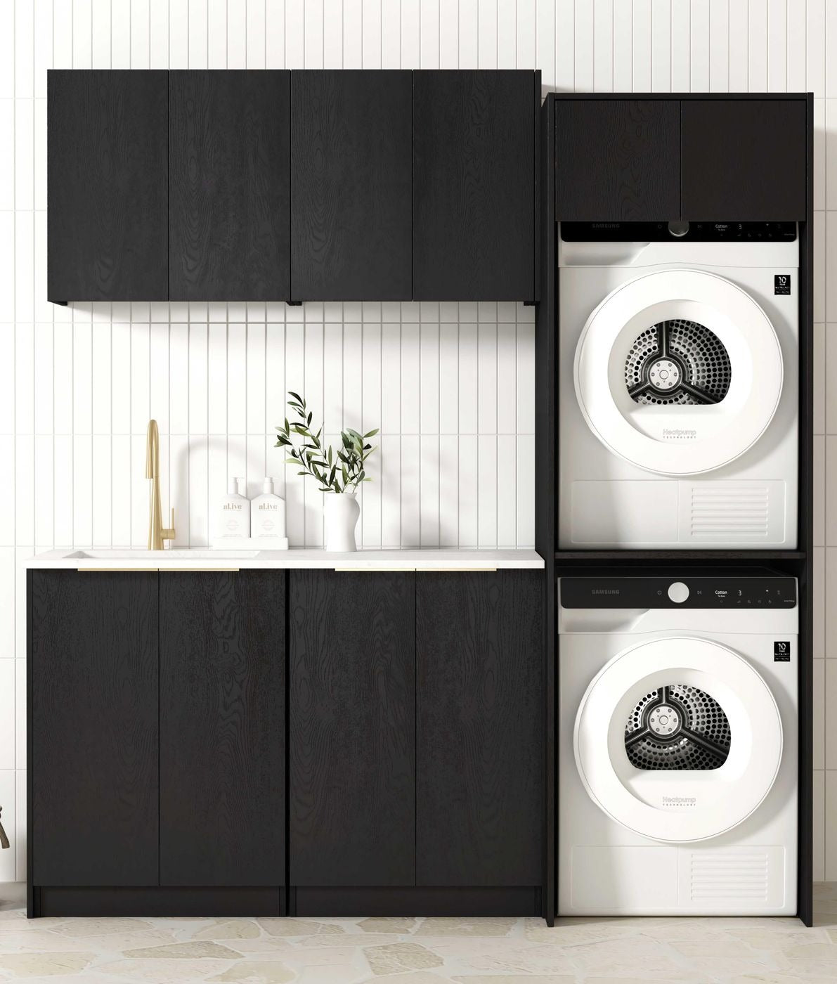 OTTI BYRON BLACK OAK 630MM WALL LAUNDRY CABINET